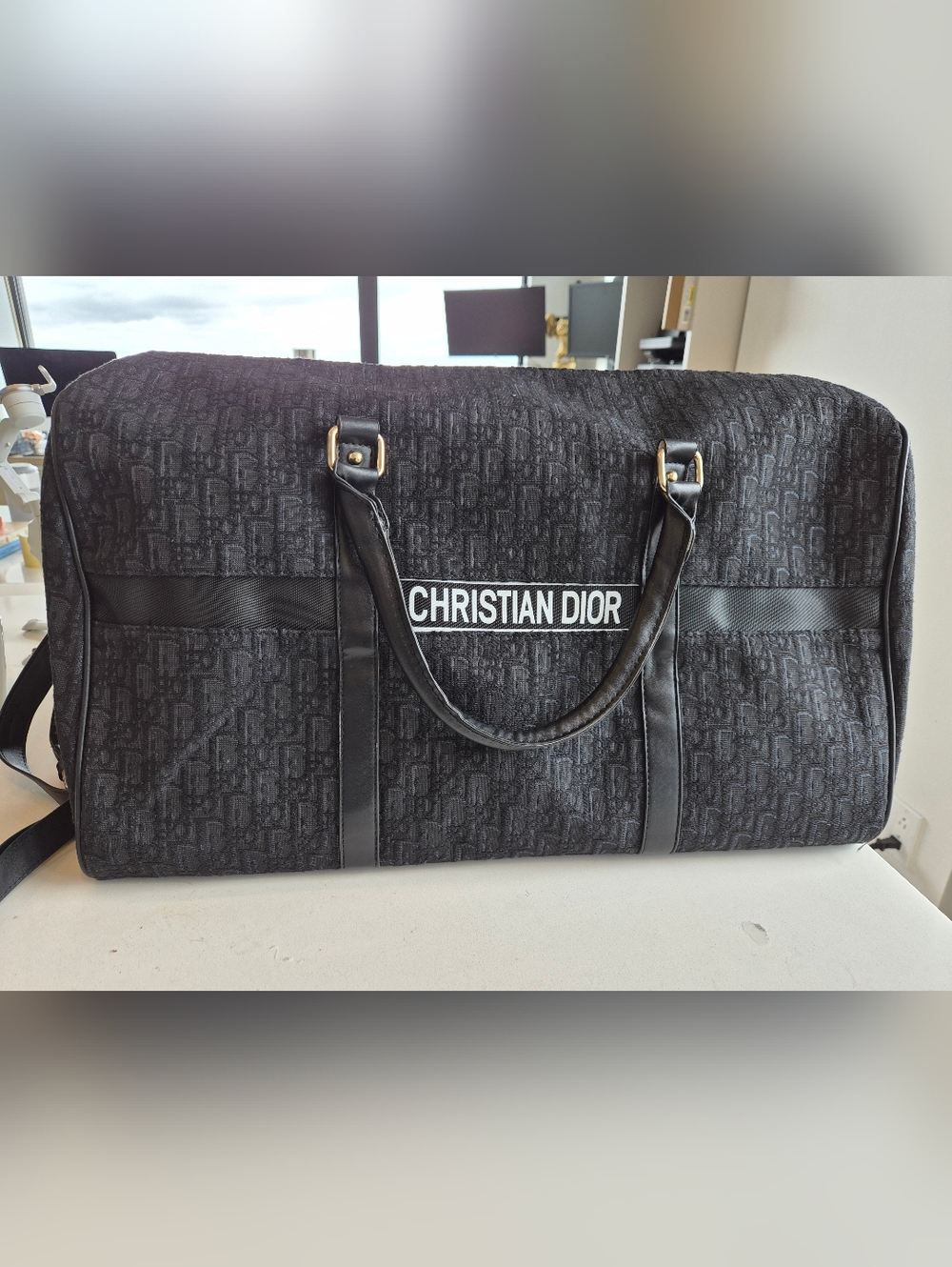 Dior Black Canvas Duffel with Christian Dior Patch